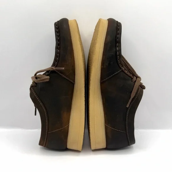 Clarks Wallabee Beeswax Shoes Brown Unixes Size 5 US Chukka EUC